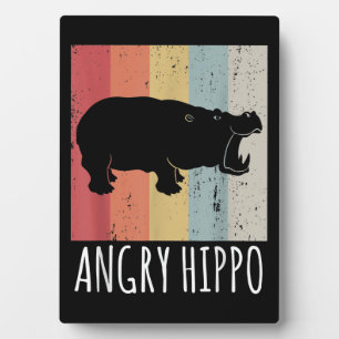 Retro Angry Hippo - Vintager Hippopotamus Fotoplatte