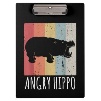 Retro Angry Hippo - Vintager Hippopotamus Klemmbrett