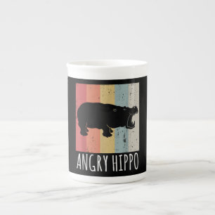 Retro Angry Hippo - Vintager Hippopotamus Porzellantasse