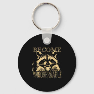 Retro Angry Raccoon wird unregierbarer Mülleimer Schlüsselanhänger