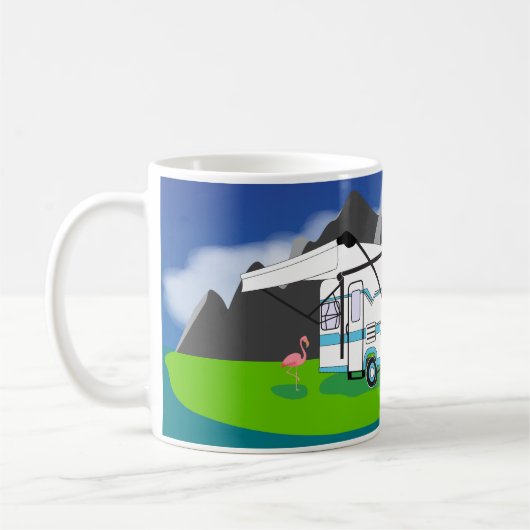 Retro Anhänger, aquamarin, Singleachse Kaffeetasse (Links)