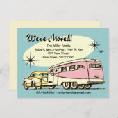 Retro-Anhänger, den wir bewegt haben Ankündigungspostkarte (Vorne/Hinten)