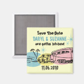 Retro-Anhänger gerade Save the Date angeschlagen Magnet (Vorderseite/Rückseite)
