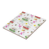 Retro Anhänger-u. Flamingo-Muster Fliese (Seite)