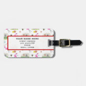 Retro Anhänger-u. Flamingo-Muster Gepäckanhänger (Vorderseite horizontal)