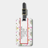 Retro Anhänger-u. Flamingo-Muster Gepäckanhänger (Vorderseite vertikal)