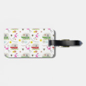 Retro Anhänger-u. Flamingo-Muster Gepäckanhänger (Rückseite horizontal)