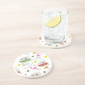 Retro Anhänger-u. Flamingo-Muster Getränkeuntersetzer (Seite)