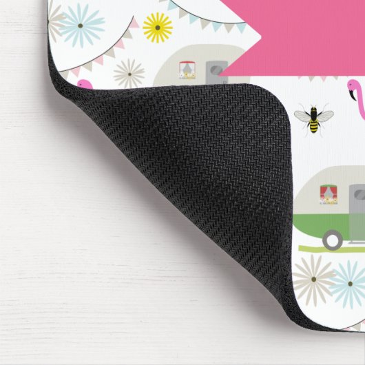 Retro Anhänger-u. Flamingo-Muster Mousepad (Ecke)