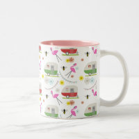 Retro Anhänger-u. Flamingo-Muster