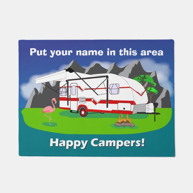 Retro Anhängerfußmatte, Rot, Singleachse, 18" x Fußmatte (Vorderseite)