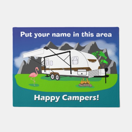 Retro Anhängerfußmatte, waldige, Doppelachse, 18" Fußmatte (Vorderseite)