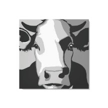 Retro Animal Pop Art Cow Portrait in Schwarz & Wei