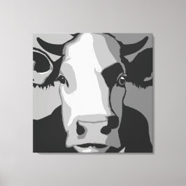 Retro Animal Pop Art Cow Portrait in Schwarz & Wei Leinwanddruck