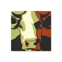 Retro Animal Pop Art Cow Portrait