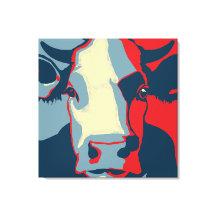 Retro Animal Wall Pop Art Cow Portrait