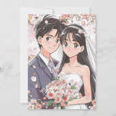 Retro Anime Couple Wedding Einladung (Vorderseite)