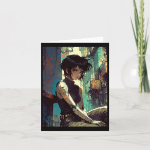 Retro Anime Cyberpunk Girl Dystopian Future Warrio Karte