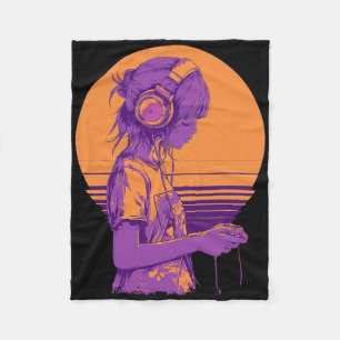 Retro-Anime-Gamerin  Fleecedecke