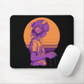 Retro-Anime-Gamerin Mousepad (Mit Mouse)