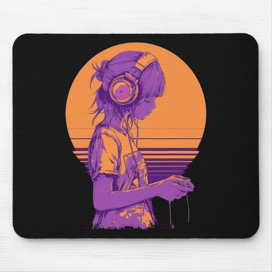 Retro-Anime-Gamerin Mousepad (Vorne)