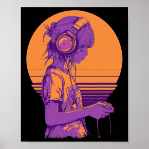 Retro-Anime-Gamerin Poster