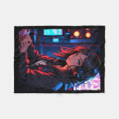 Retro Anime Girl Gamer Cyberpunk Streaming Setup S Fleecedecke (Vorderseite (Horizontal))