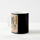 Retro Anime Kawaii Black Cat Eating Ramen Noodles  Kaffeetasse (Vorderseite Links)