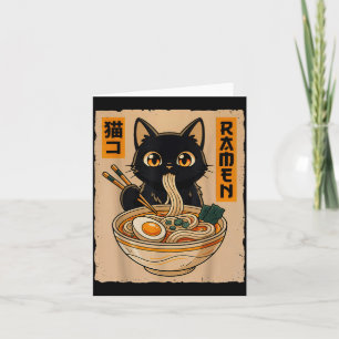 Retro Anime Kawaii schwarze Katze, die Ramen-Nudel Karte