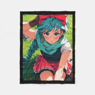 Retro-Anime-Mädchen Fantasy-Abenteurer Brave Explo Fleecedecke