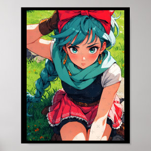 Retro-Anime-Mädchen Fantasy-Abenteurer Brave Explo Poster