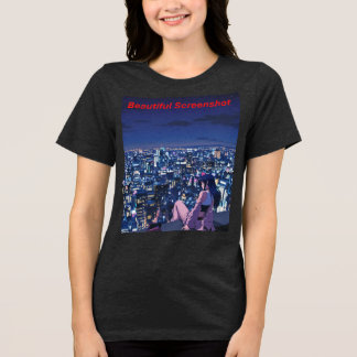 Retro Anime Nachtlandschaft Damen Tri-Blend T-Shir Shirt