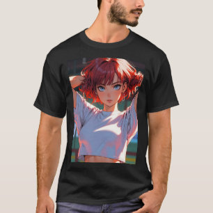 Retro Anime Sportliche Mädchen Rote Haare Dynamisc T-Shirt