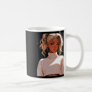 Retro Anime stilvolle blonde Mädchen elegante Mode Kaffeetasse