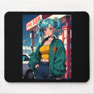 Retro Anime Tankstellen Mädchen Vintage Street Sty Mousepad