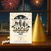 Retro-Ankündigung Ankunft des Neujahrsfest-Party 2 Einladung