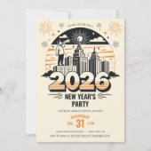 Retro-Ankündigung Ankunft des Neujahrsfest-Party 2 Einladung (Vorderseite)