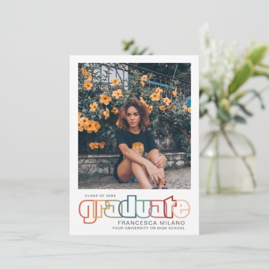 Retro | Ankündigung des Rainbow Graduate Foto (Stehend Vorderseite)