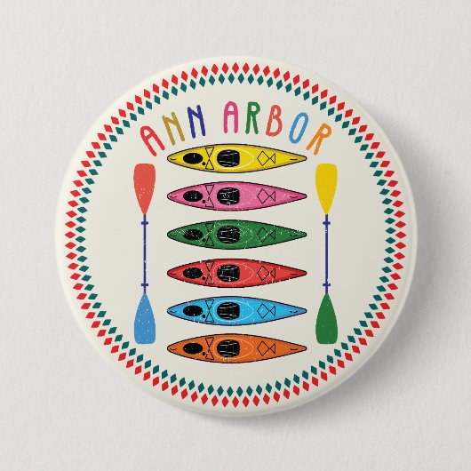 Retro Ann Arbor Kayaking Button (Vorderseite)