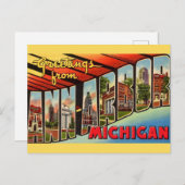 Retro Ann Arbor Michigan Greeting Postkarte (Vorne/Hinten)