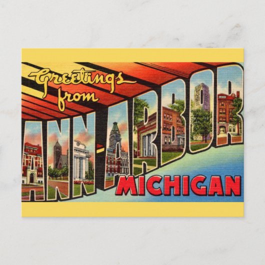 Retro Ann Arbor Michigan Greeting Postkarte (Vorderseite)