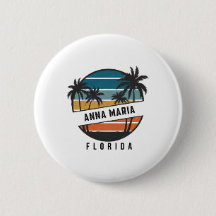 Retro Anna Maria Strand Florida Surfbrett Surfen Button