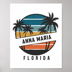Retro Anna Maria Strand Florida Surfbrett Surfen Poster