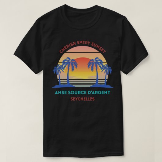 Retro Anse Source DArgent Beach Cherish alle Sonne T-Shirt (Design vorne)