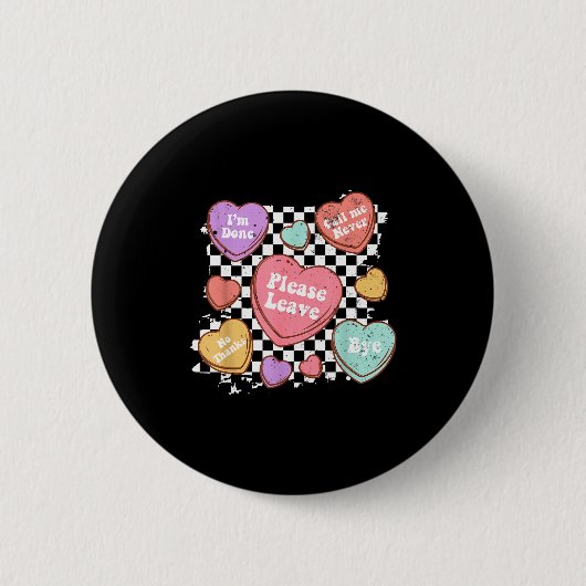 Retro Anti Valentines Funny Valentine Candy Heart Button (Vorderseite)