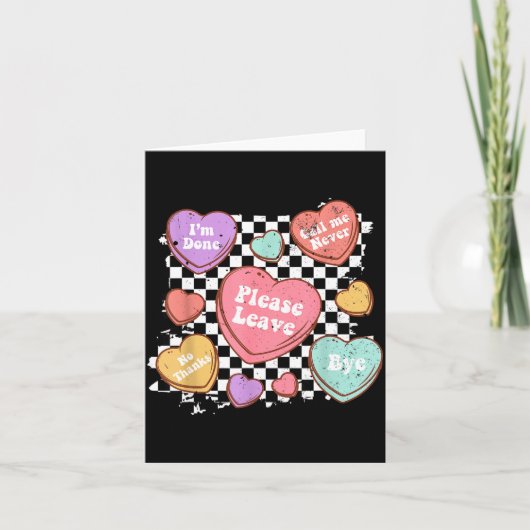 Retro Anti Valentines Funny Valentine Candy Heart Karte (Vorderseite)