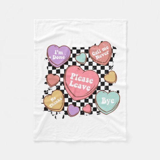 Retro Anti Valentines Funny Valentine Candy Herz Fleecedecke (Vorderseite)