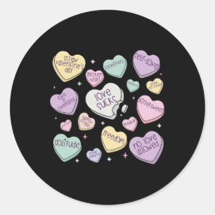 Retro Anti-Valentins-Schokolade Vintage Herz Liebe Runder Aufkleber