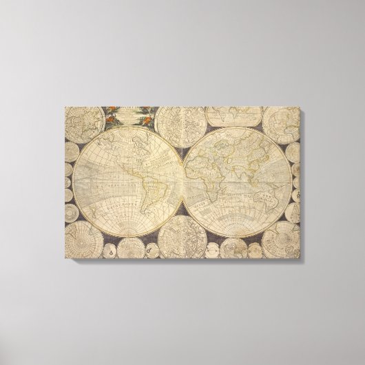 Retro Antique Vintage Weltkarte Leinwand Kunst, Di (Vorderseite)