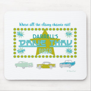 Retro Antrieb-Durch Restaurant (grn) Mousepad